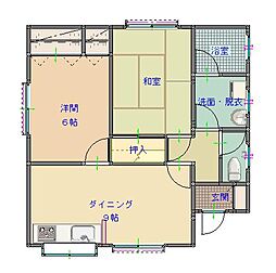 ポプラス 1階2LDKの間取り