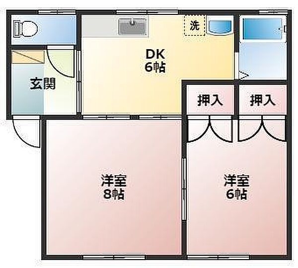 サンハイム B-1｜青森県八戸市長根3丁目(賃貸アパート2DK・2階・42.12㎡)の写真 その2