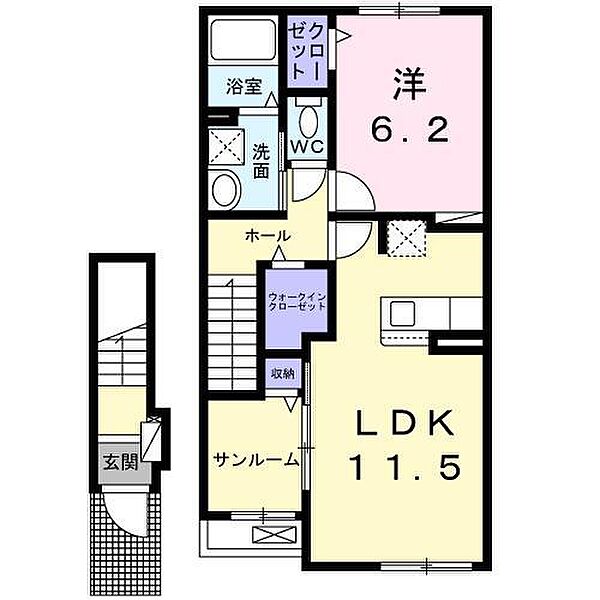 カーサ・コンフォルト 202｜青森県八戸市類家5丁目(賃貸アパート1LDK・2階・50.96㎡)の写真 その2