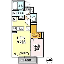 ナツドルーニ 1階1LDKの間取り