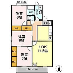 セジュールワヤマＡ 1階3LDKの間取り