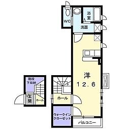 キャスケット 2階1Kの間取り