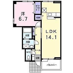 プレステージ 1階1LDKの間取り