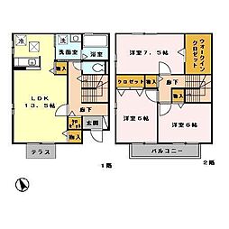 グロワールＢ 1階3LDKの間取り