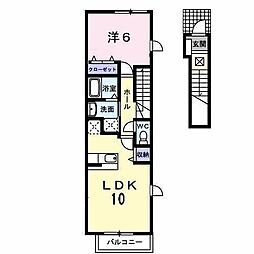 サンフラット 2階1LDKの間取り