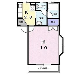 グリスター95 Ｄ 2階1Kの間取り