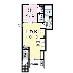 プリート　ラフレシール 1階1LDKの間取り