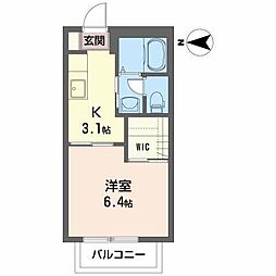 パルムＧ　I 2階1Kの間取り
