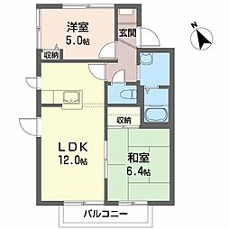 ニューフレグランス高州 2階2LDKの間取り