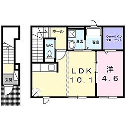 フェイスオフ 2階1LDKの間取り
