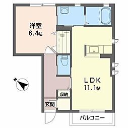 シャーメゾンエンゼル　Ａ 1階1LDKの間取り