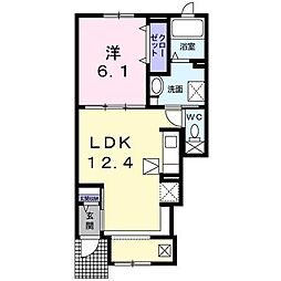 ヴィラ　ハナブサ3番館 1階1LDKの間取り