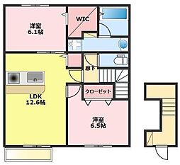 イーリス 2階2LDKの間取り