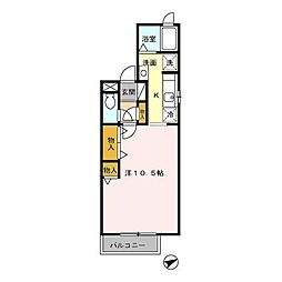 セジュール秀 1Kの間取図画像