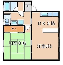 高台ハイム 2DKの間取図画像