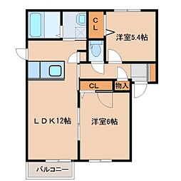 シャーメゾンリュミエールA 2LDKの間取図画像