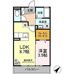 ホワイトガーデン 1LDKの間取図画像