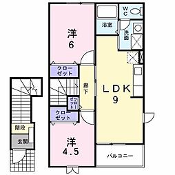 ラフォーレ 2DKの間取図画像