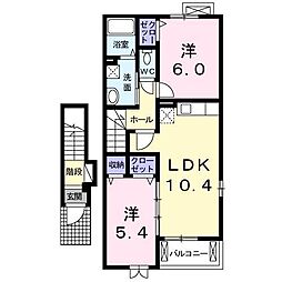 サニーグレイス 2LDKの間取図画像