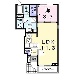 プロムナードさくら1番館 1LDKの間取図画像