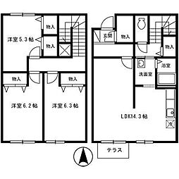 十日市アパート 3LDKの間取図画像