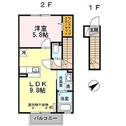 リヴィエールスクエア 1LDKの間取図画像