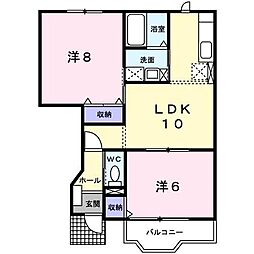 ビューティームーンA 2LDKの間取図画像