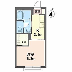 オルキデーアA 1Kの間取図画像