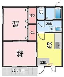 クローバーハウス 2Kの間取図画像