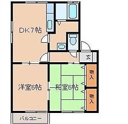 サンエレガ 2DKの間取図画像