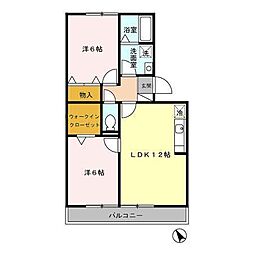 ハイカムールST秀 2LDKの間取図画像