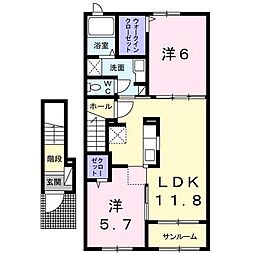 フリーデ 2LDKの間取図画像