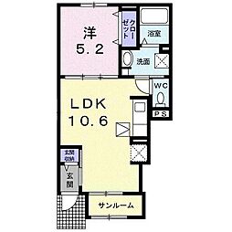 フロンティア・コート 1LDKの間取図画像