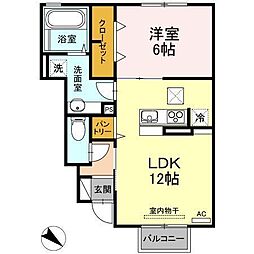 フルール 1LDKの間取図画像