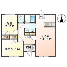 サニー・ヒルズ 2LDKの間取図画像