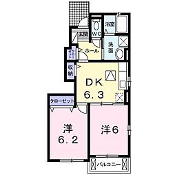 ルーエンハイム2B 2DKの間取図画像
