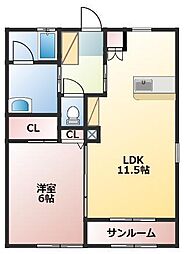 ランドールKB 1LDKの間取図画像