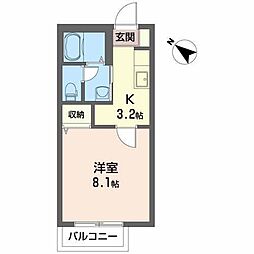 ウエスタンキャッスルC 1Kの間取図画像
