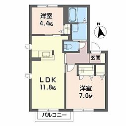 シャーメゾンウィステリアC 2LDKの間取図画像