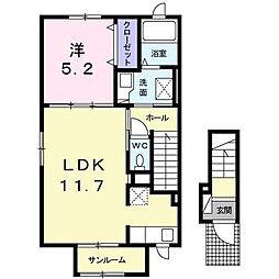メゾンフレーズ5 1LDKの間取図画像