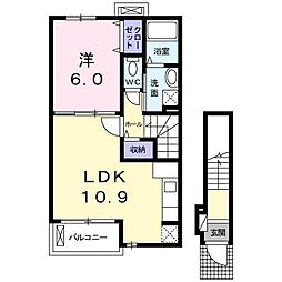 プランドール 1LDKの間取図画像