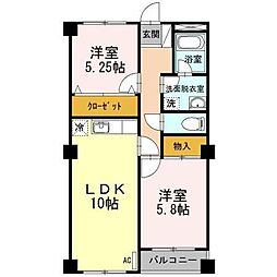 フィールドビル 2LDKの間取図画像