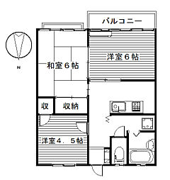 第2下佐野コーポ 3Kの間取図画像