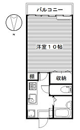 ハピネスII, 1階1Kの間取り
