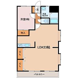 ユーミー港南台壱番館 1階1LDKの間取り