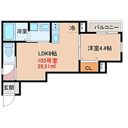 グラウハイム 1LDKの間取図画像