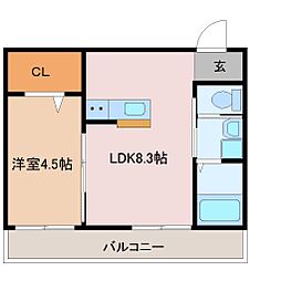 ラ・ターナ本千葉 1LDKの間取図画像