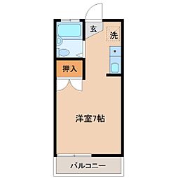 ジョイフルハイツB棟 ワンルームの間取図画像