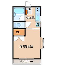 グリーンハイツ福田A 1Kの間取図画像