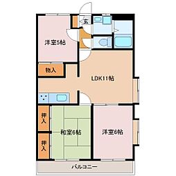 ユーミー港南台壱番館 3LDKの間取図画像